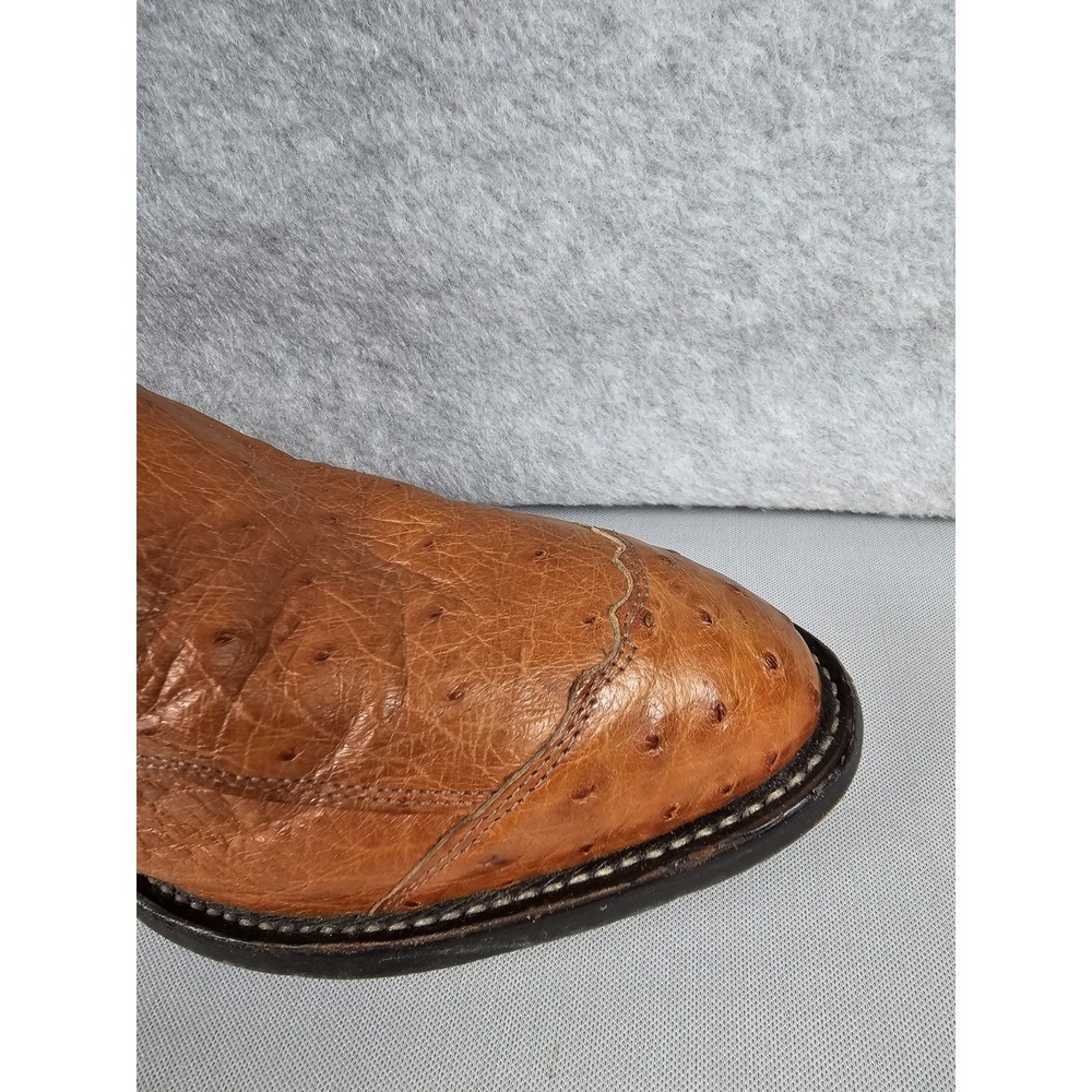 Tony Lama CZ906 Smooth  Ostrich Quill Cowboy Boots Mens 10 D Peanut Brittle - Picture 13 of 16